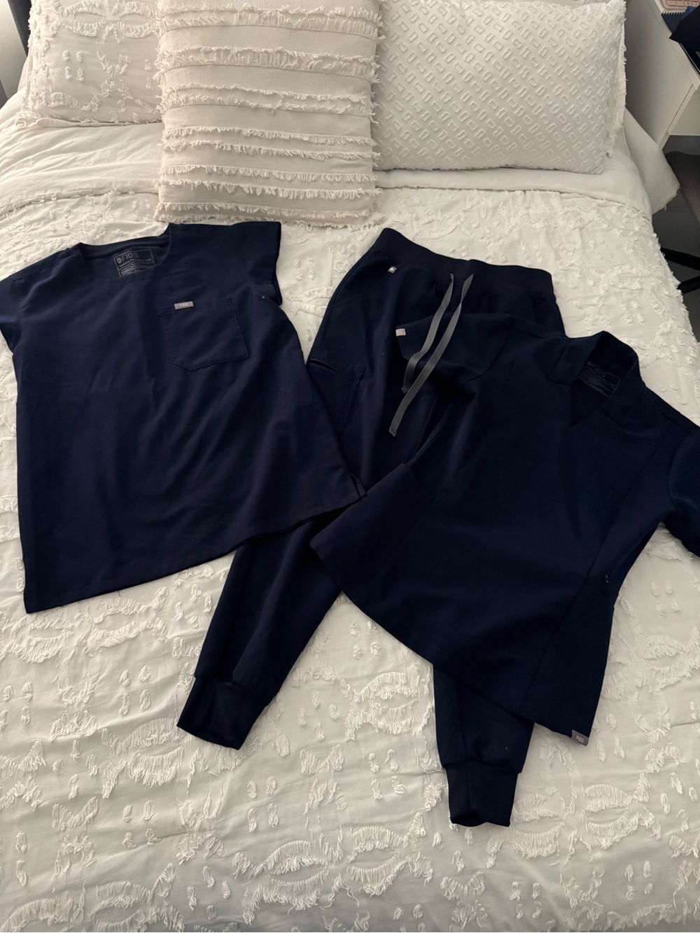 Figs Navy Blue Scrub Set - 2 Tops & Jogger Pants